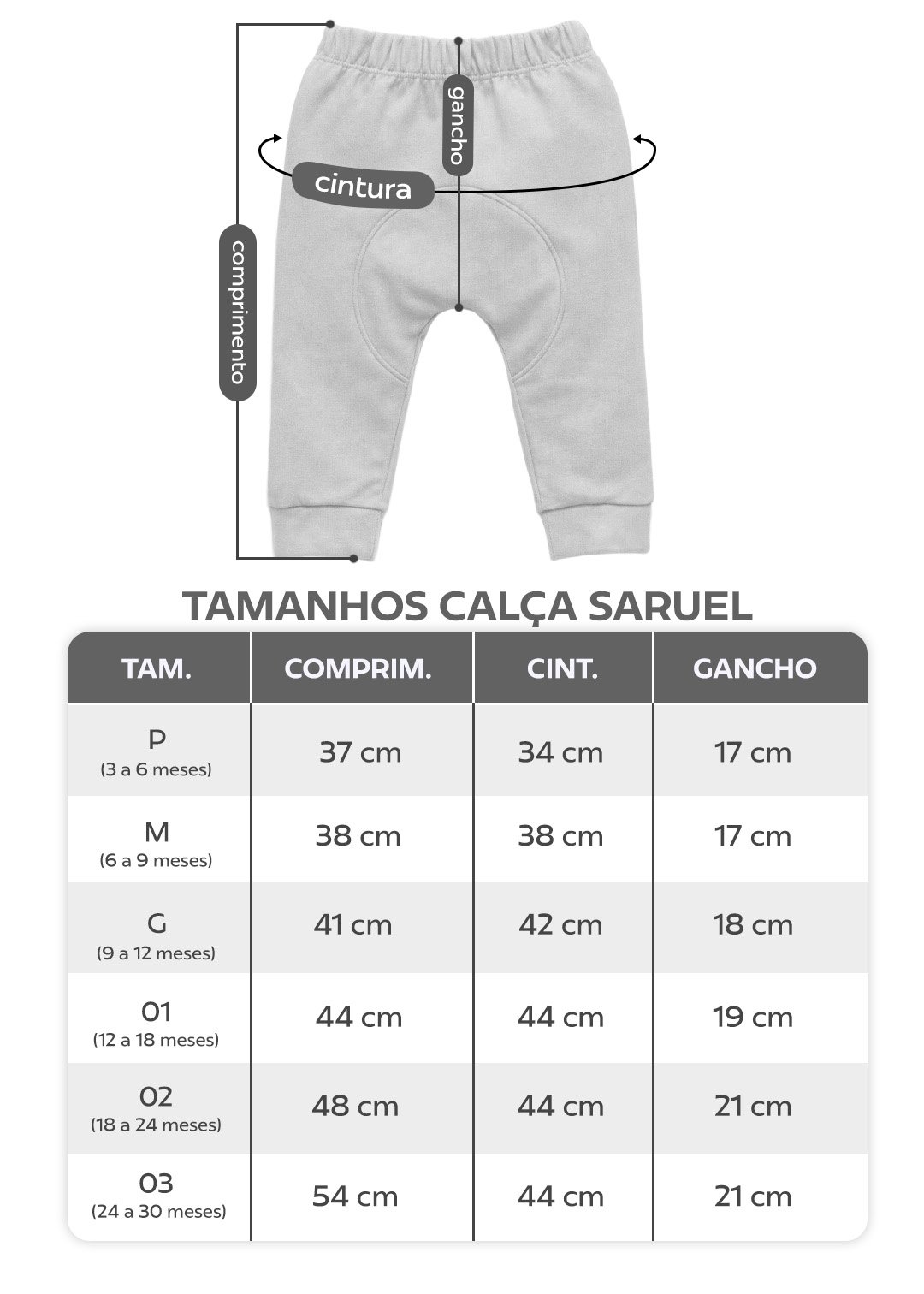 tabela calca saruel nova em preto v5
