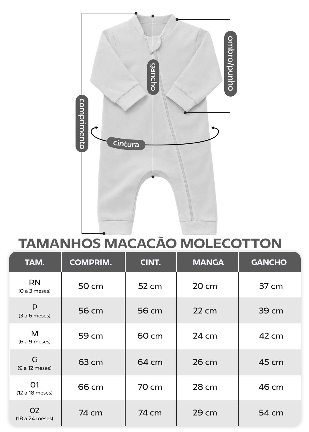 tabela macacao molecotton longo em preto v5