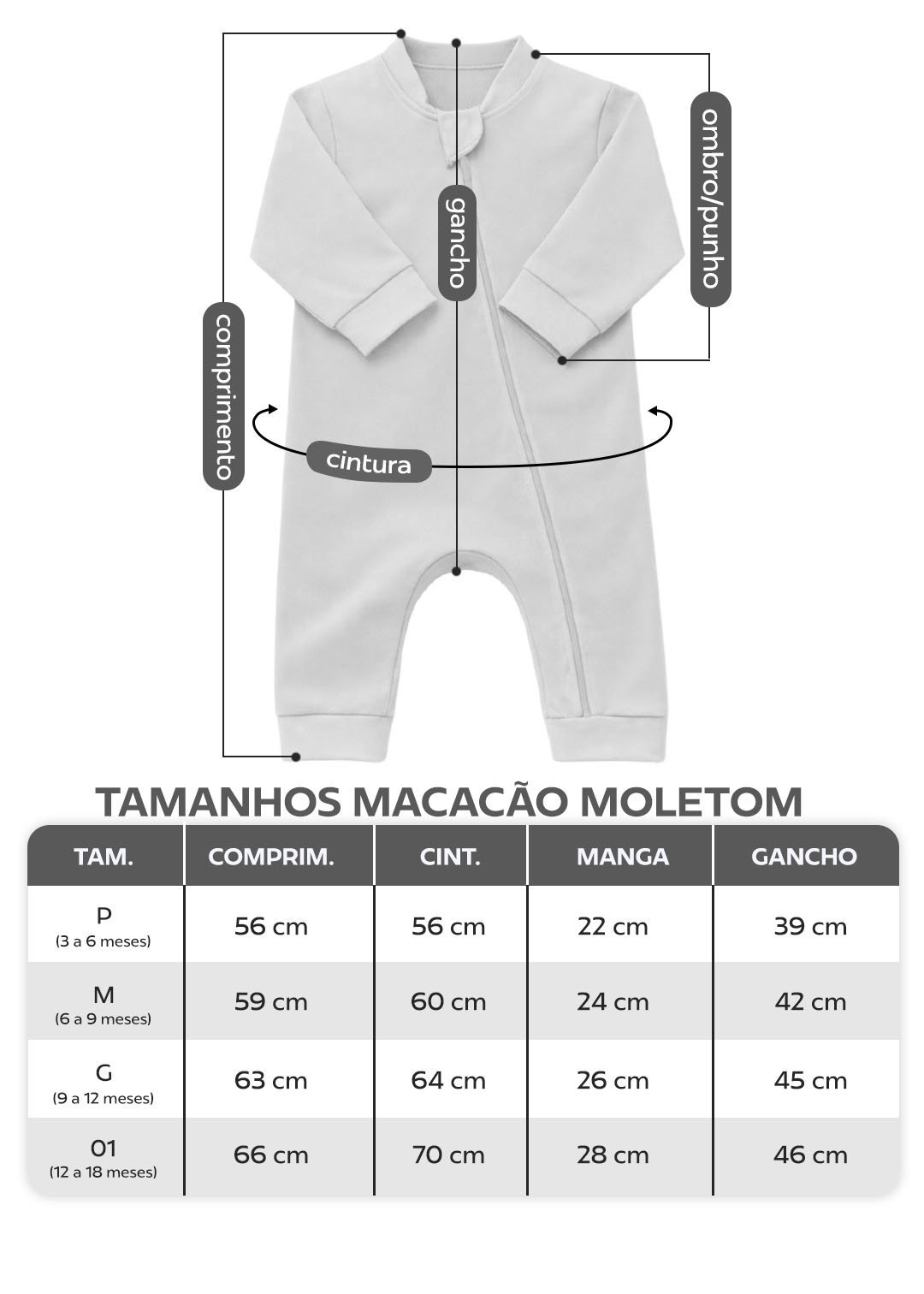 tabela macacao moletom em preto v5