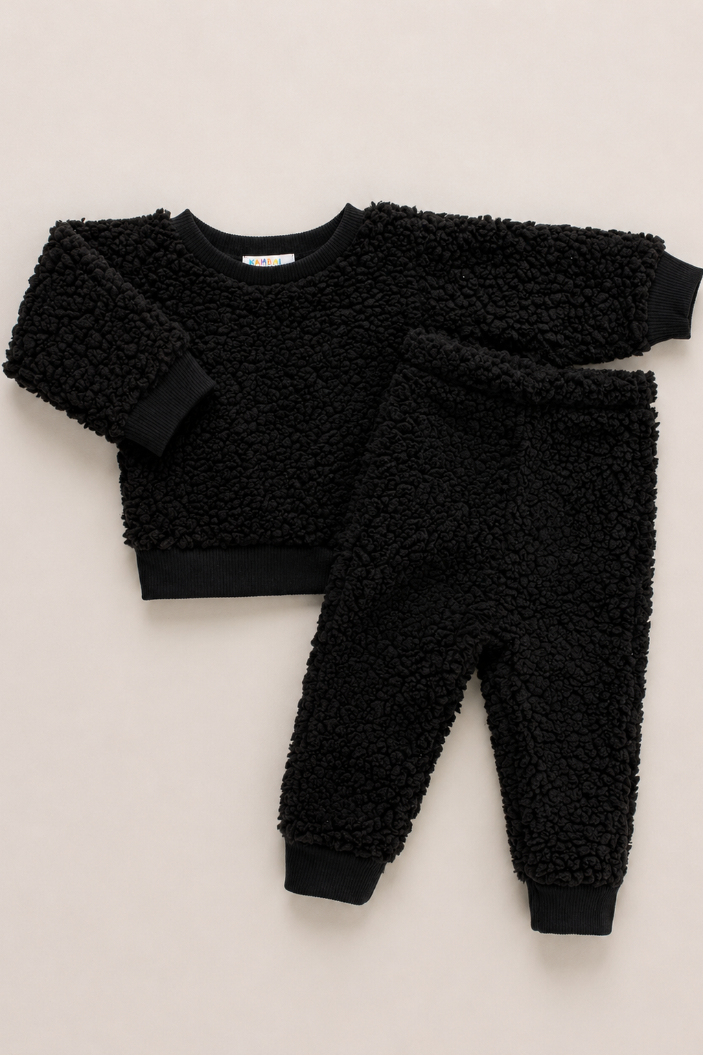 Conjunto Blusa e Calça de Pelo Sherpa Preto