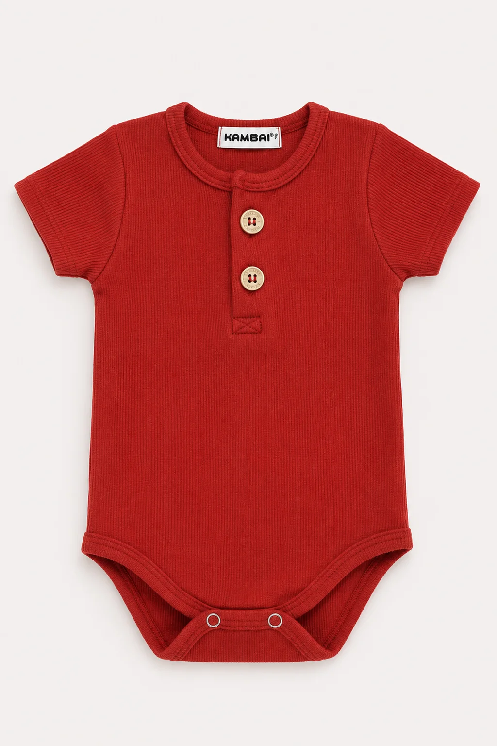 Body Bebe Manga Curta Canelado Botão Premium | Terracota