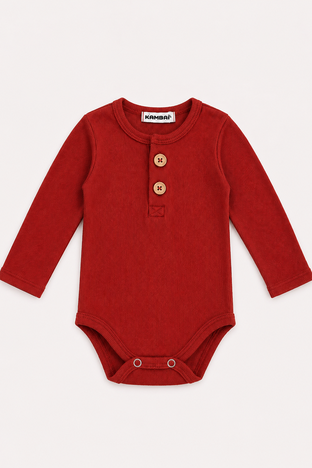 Body Bebe Manga Longa Canelado Botao Premium | Terracota