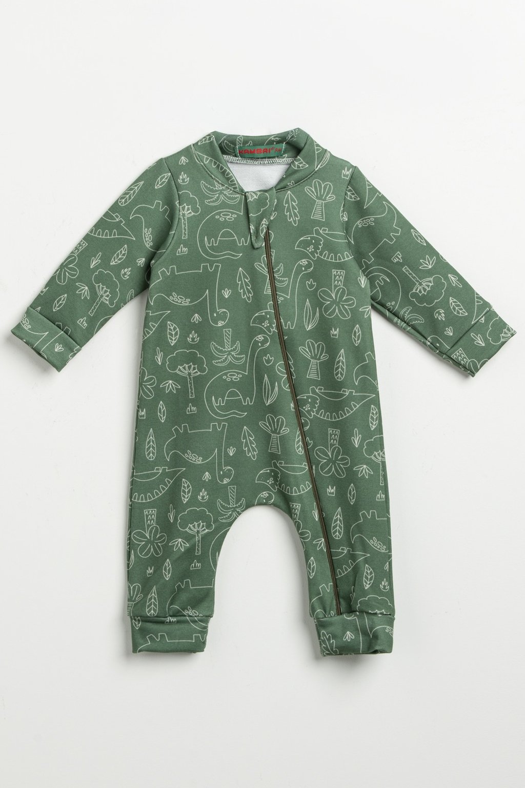 Macacão Bebê Molecotton Dinossauro Verde com Zíper