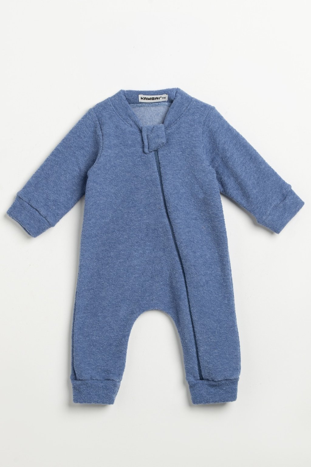 Macacão Bebê Longo de Plush Boucle Peluciado - Azul Jeans