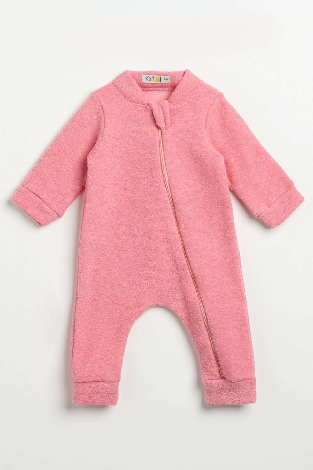 Macacão Bebê Longo de Plush Boucle Peluciado - Rosa Chiclete