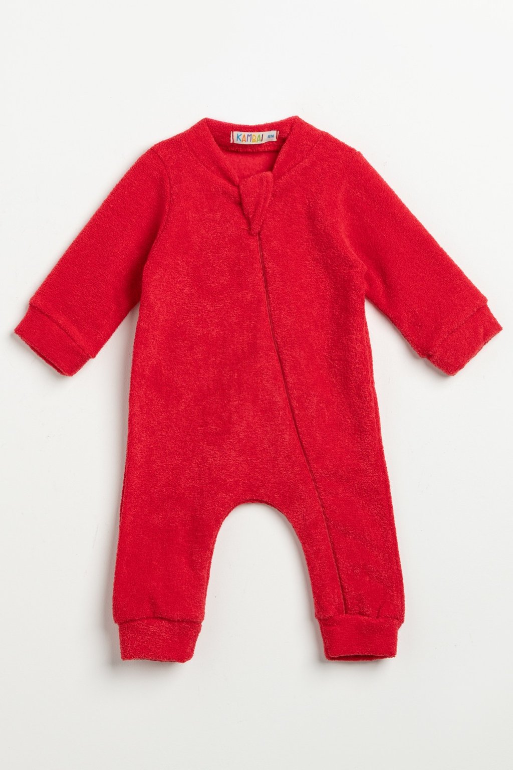 Macacão Bebê  Longo de Plush Boucle Peluciado - Vermelho