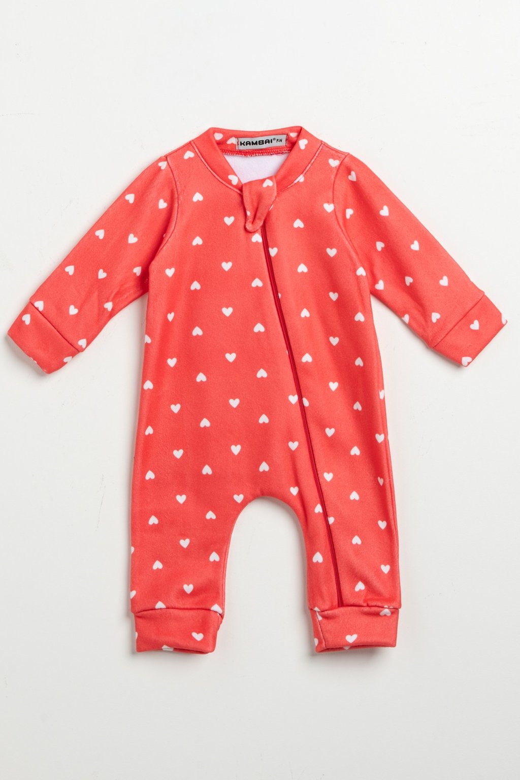 Macacão Bebê Super Soft Longo | Corações Vermelho