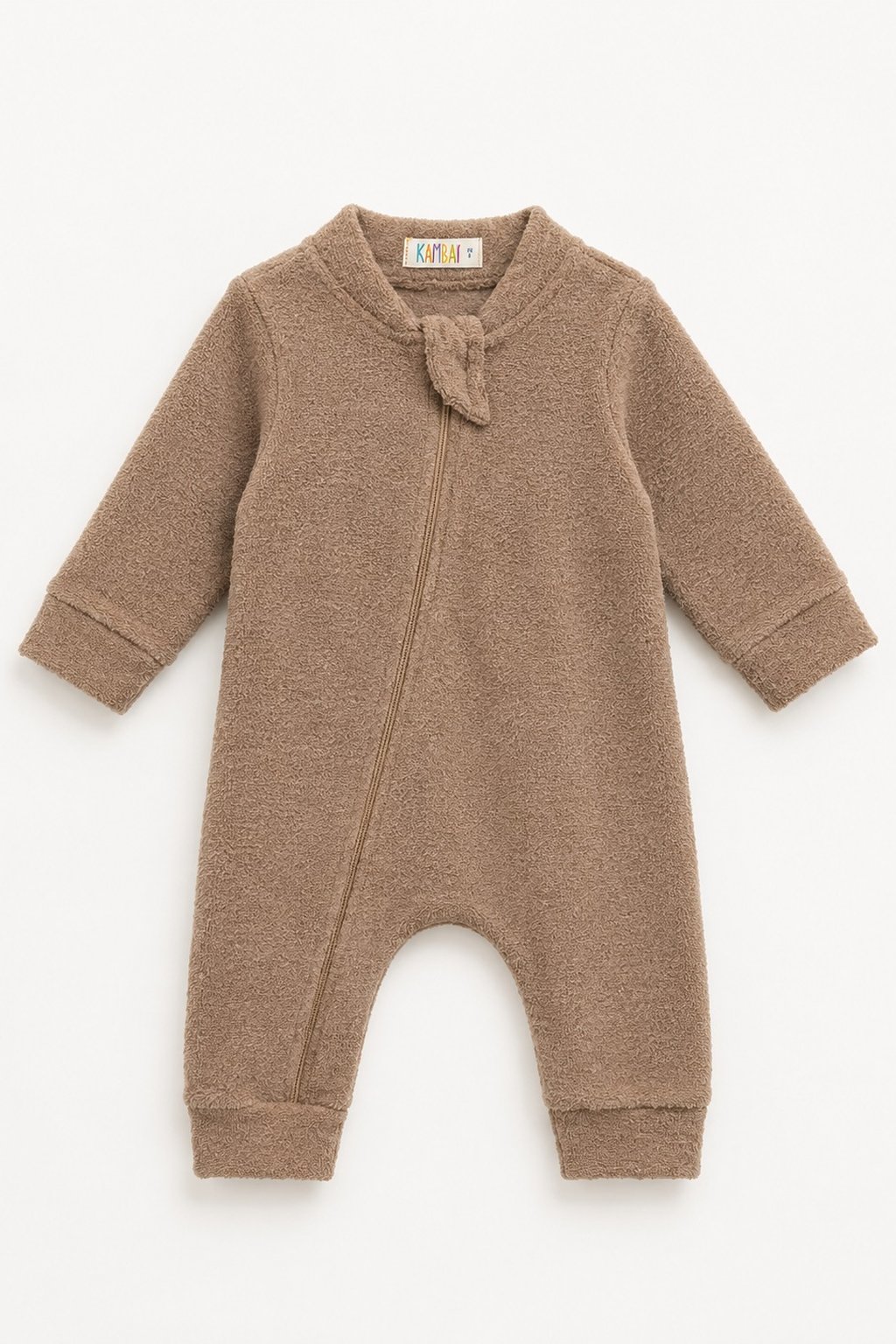 Macacão Bebê  Longo de Plush Boucle Peluciado - Marrom Teddy