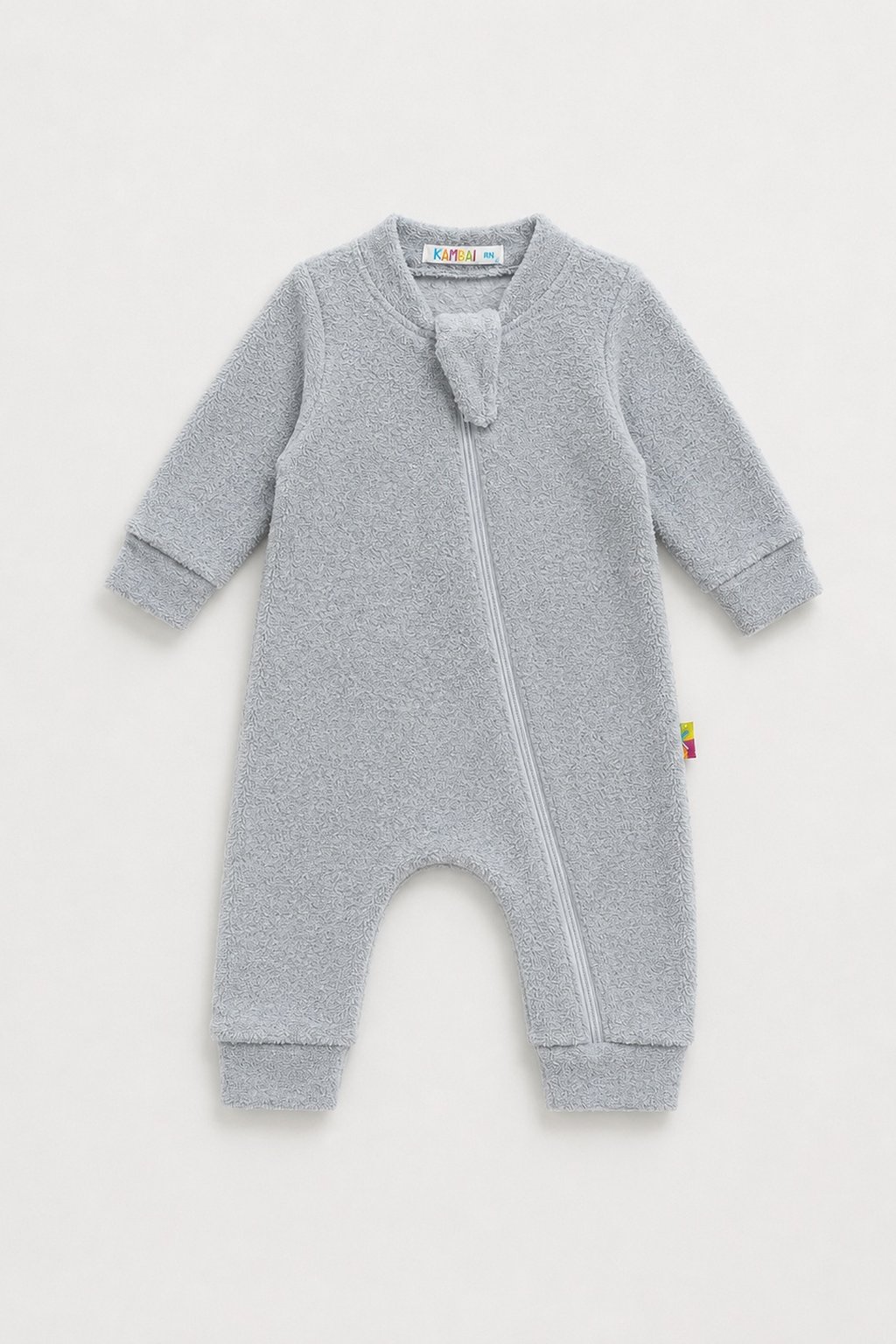 Macacão Bebê Longo de Plush Boucle Peluciado - Cinza
