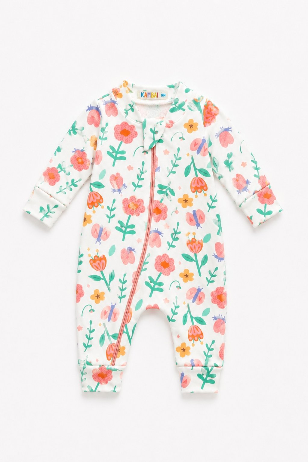 Macacão Bebê Molecotton Flores com Zíper