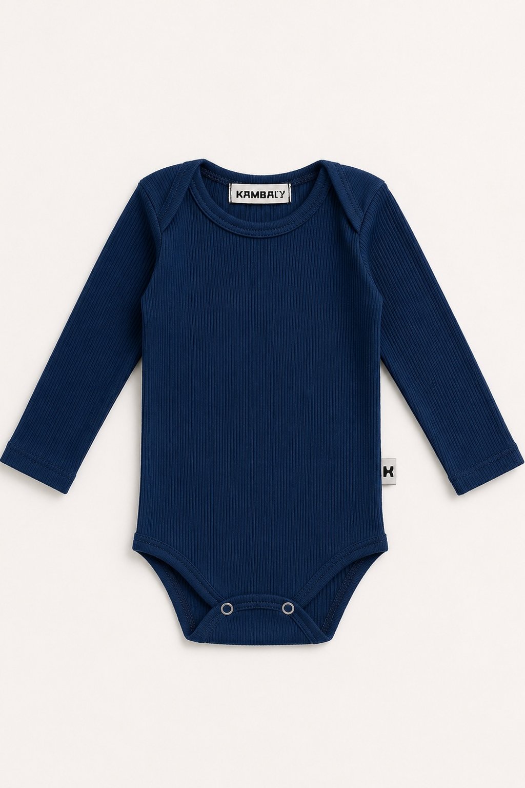 Body Bebê Canelado Algodão Manga Longa Azul Marinho