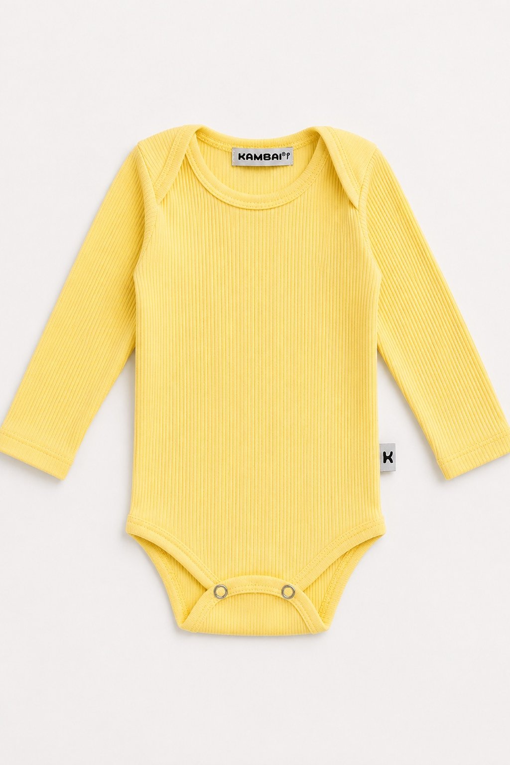 Body Bebê Canelado Algodão Manga Longa Amarelo