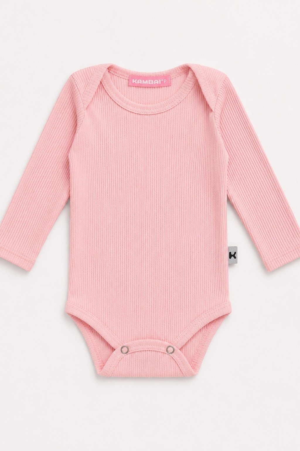 Body Bebê Canelado Algodão Manga Longa Rosa