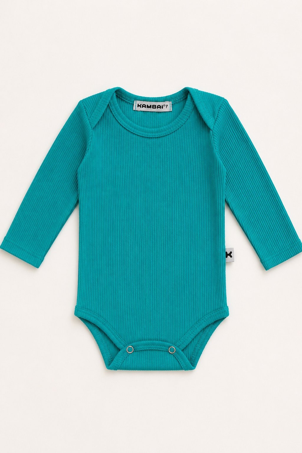 Body Bebê Canelado Algodão Manga Longa Verde Jade