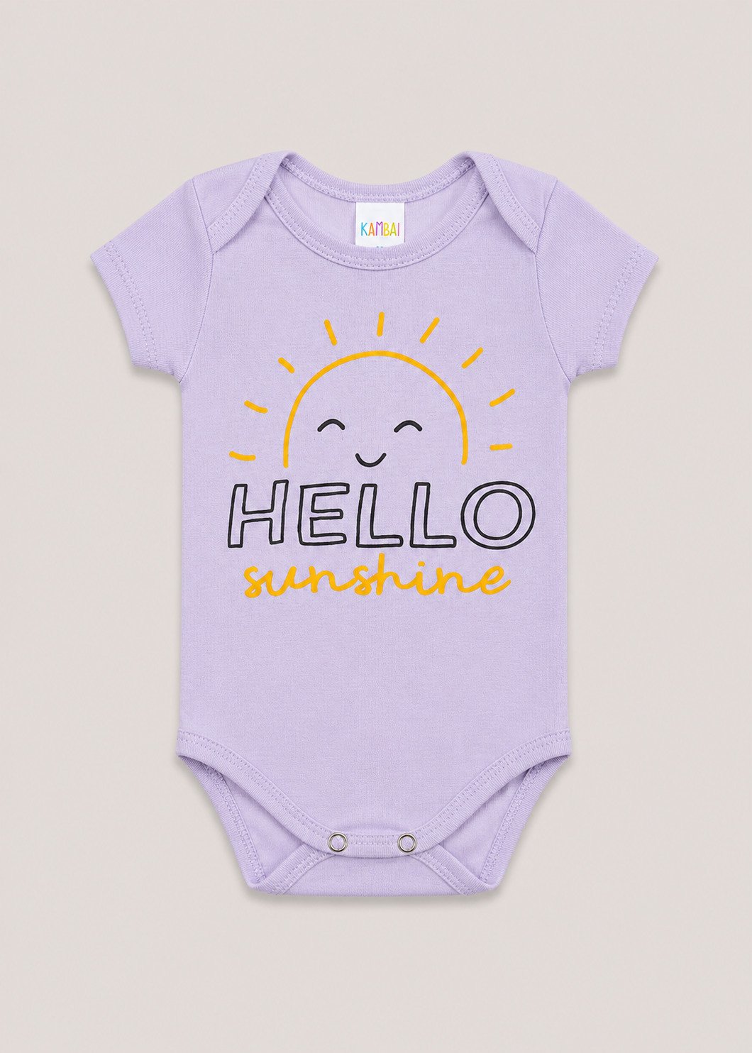 body bebe manga curta estampa hello sunshine roxo kambai