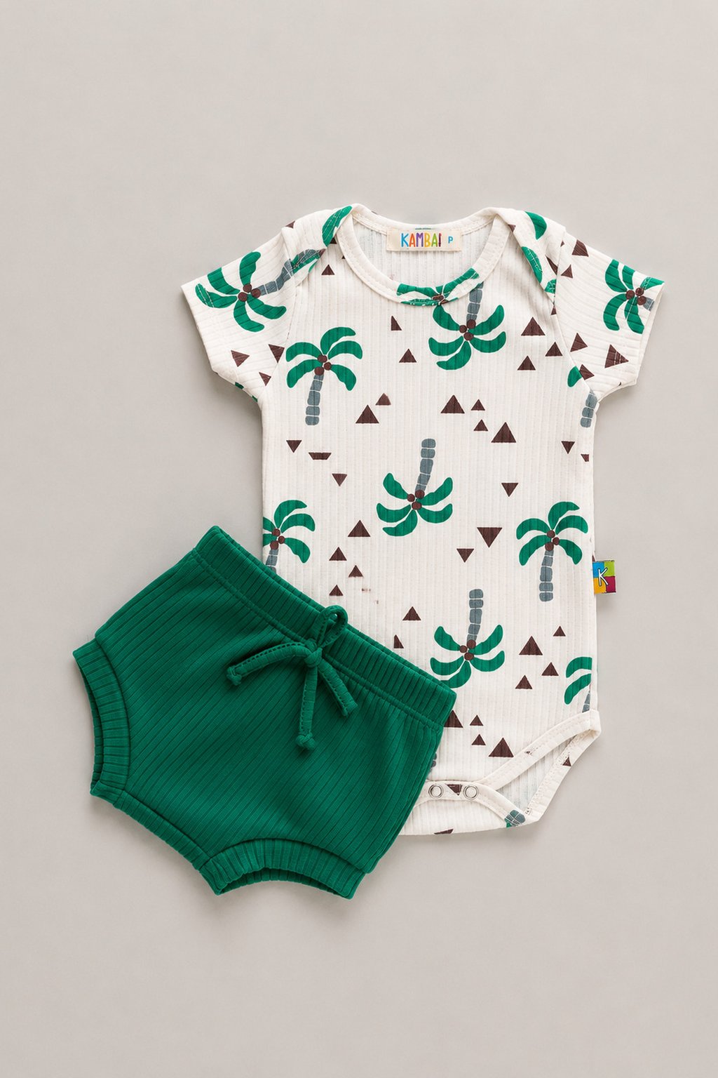 Conjunto Body Estampado Palmeira e Tapa Fralda