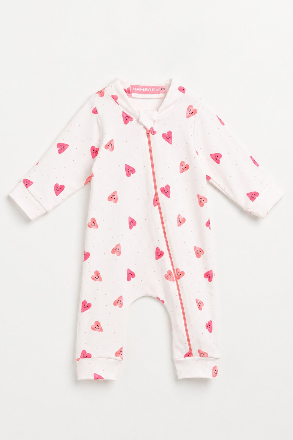 Macacão Bebê Molecotton Corações Rosa com ziper