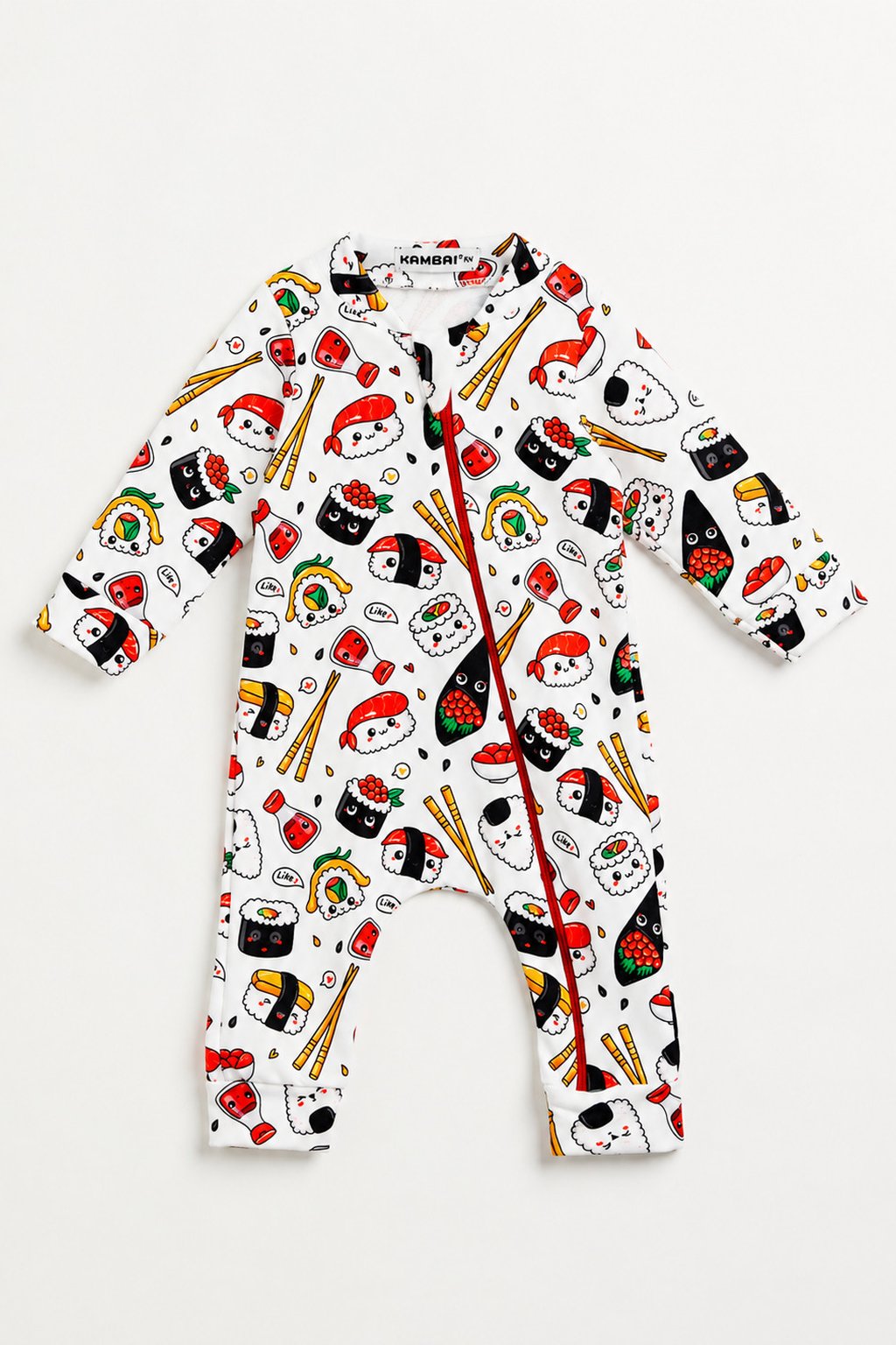 Macacão Longo Bebê de MoleCotton Sushi com zíper