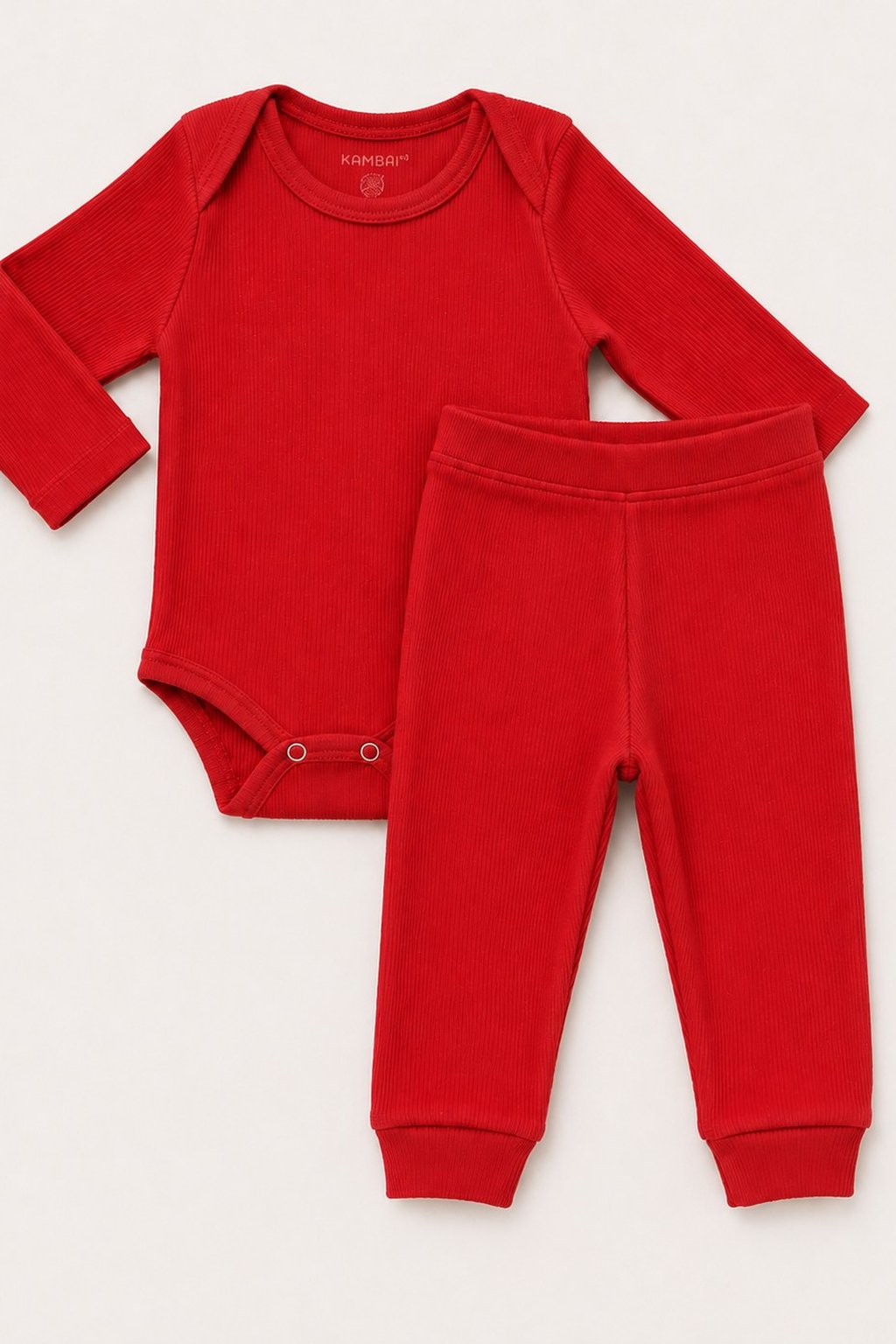 Conjunto Kit Body Manga Longa e Calça Canelada Vermelho
